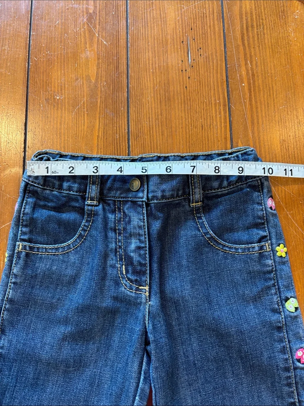 Gymboree Dark Blue Denim Shorts with Side Embroidered Ladybugs Girls Size 4 EUC